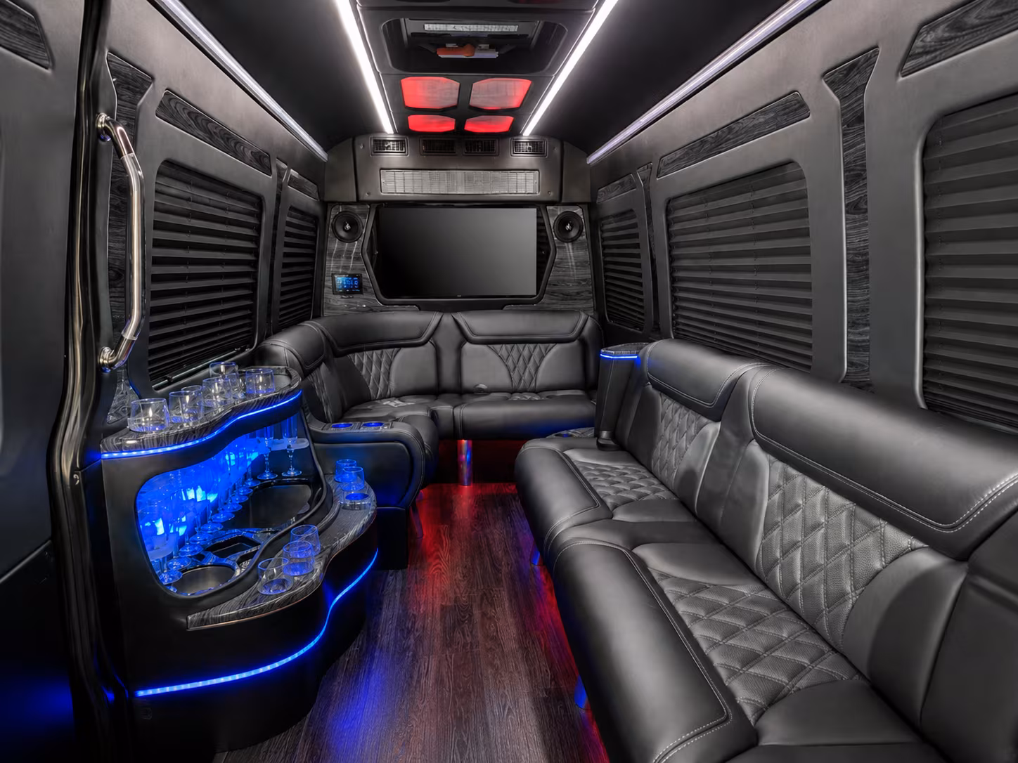 stockton 30 passenger party bus inside